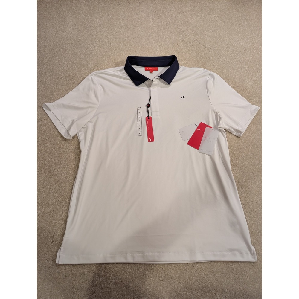 Redvanly Arles Polo Shirt Mens XL Bright White Navy Blue Collar Golf R2525D NEW - Picture 2 of 9